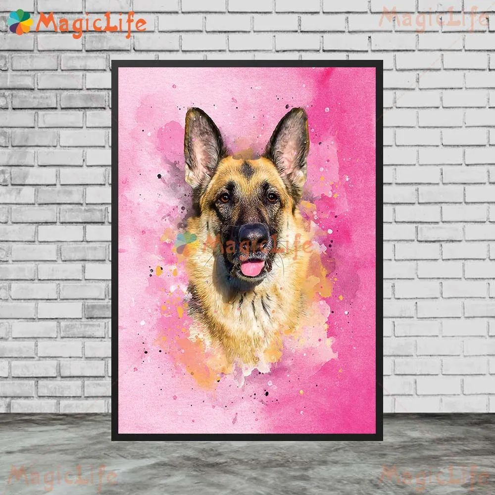 Custom Animals Leaf Plant Dog Cat Pets Photo Name Poster Wall Art Canvas Painting Wall Pictures For Living Room Decor Unframed