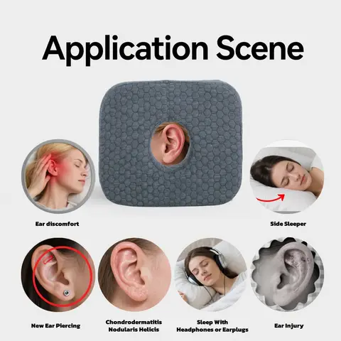 Ear Piercing Pillow Side Sleeping Ear Pillow Rectangular Pillow with Ear Holes for Relieve Otitis Pain and Ear Pain