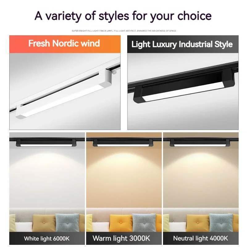 Set Led Track Light 110v 220v Track  Ceiling Lamp Spotlight for Clothing Shop Store Kitchen Living Room Rail Lighting Decor