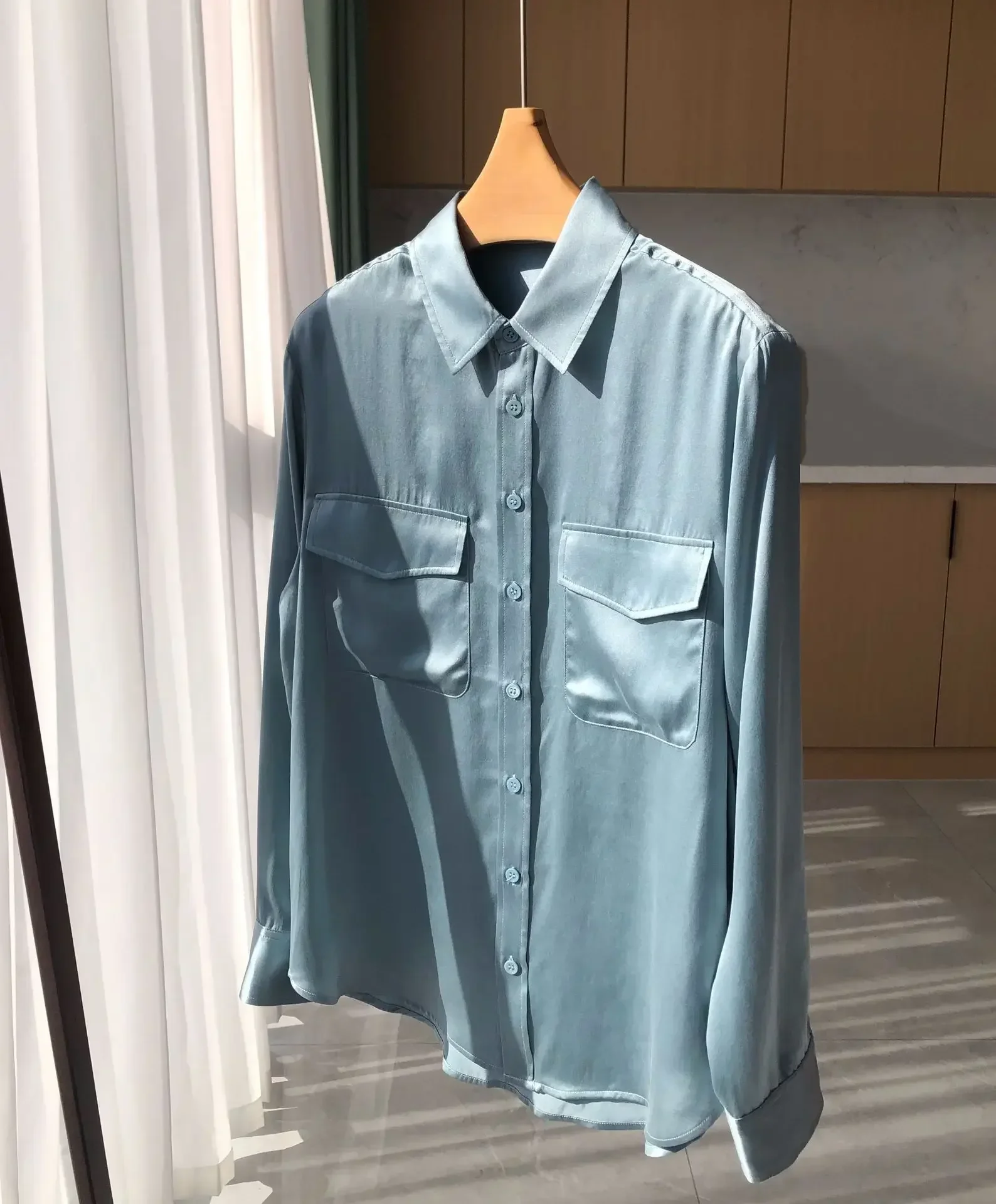 

Australian Indie Silk Shirt Soft Sand Washed 100% Silk Long Sleeve Women's Tops Loose Fit Blouse Top Lapel Casual Shirts Blouses