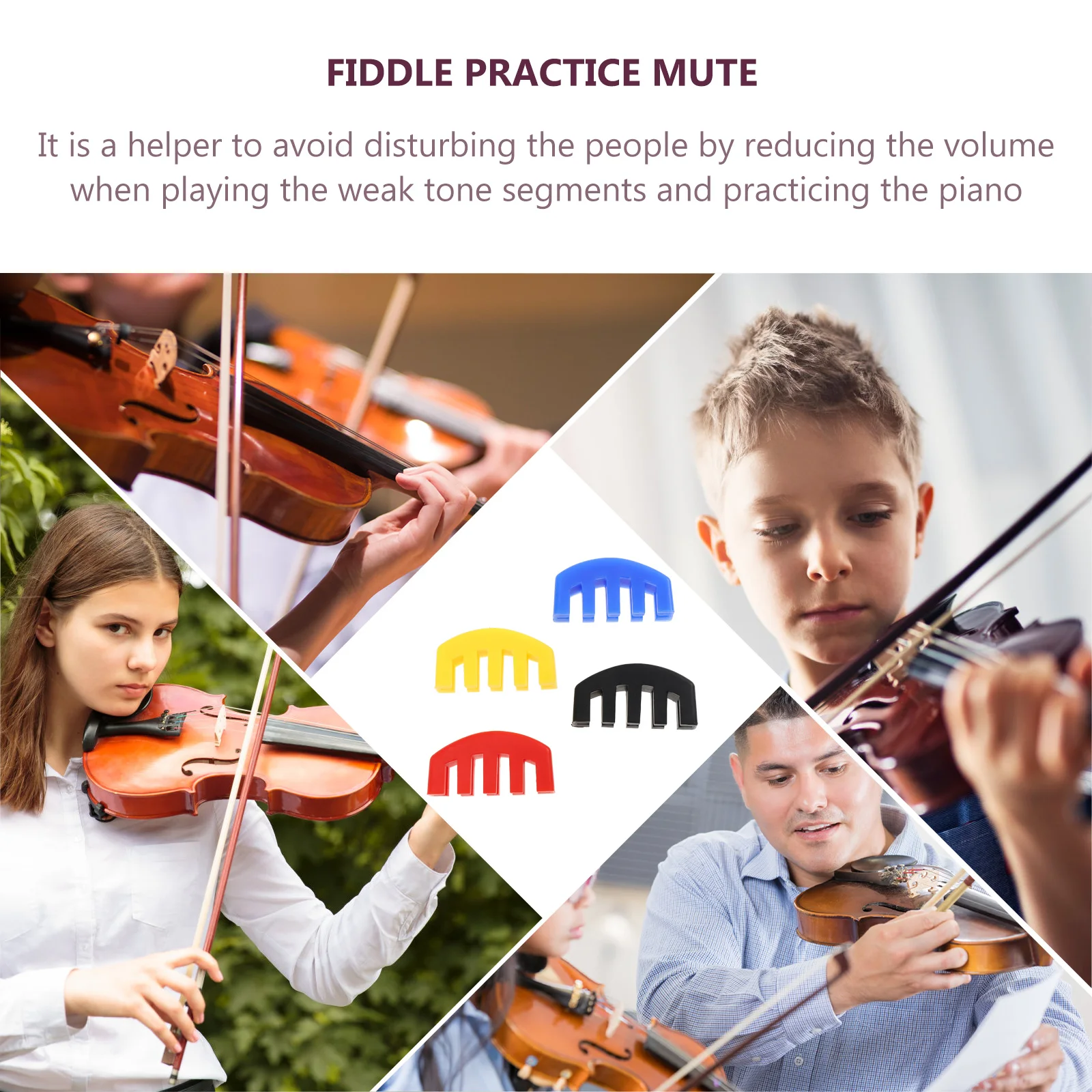 

4Pcs Violin Special Mute Reliable Rubber Fiddle Silencers Portable Practice Accessory for Night Violin Silencers