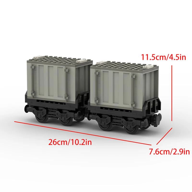 Creative MOC Mini Retro Train Carriage Building Blocks City  Railway Container Freight Carriage DIY Scene Assembly Block