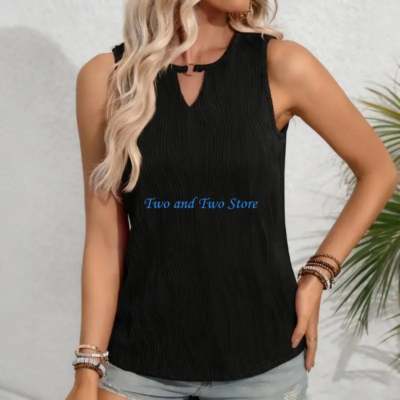

HX6F Womens Tops Loose Fit Casual Sleeveless Tops Keyhole Neck Trendy Tops Summer Clothes