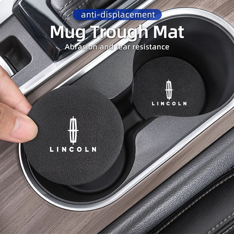Car Coaster Carbon Mug Drinking Pad Cup Non-Slip Mat Accessories For Lincoln MKZ MKX Aviator Navigator Continental Corsair