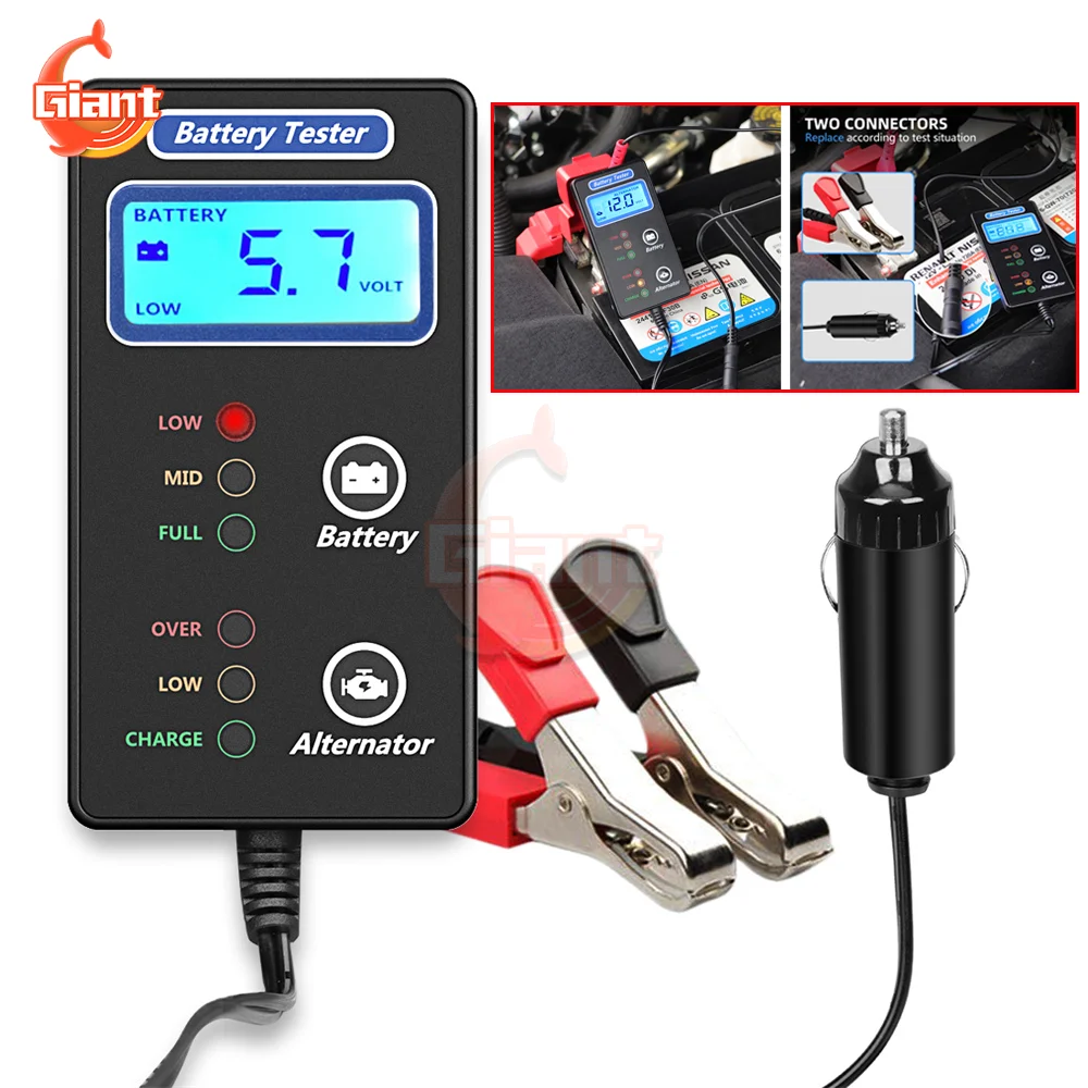 

Portable Digital Battery Tester Monitor Automatic Battery Load Tester Alternator Analyzer Car Battery Detector Diagnostic Tools