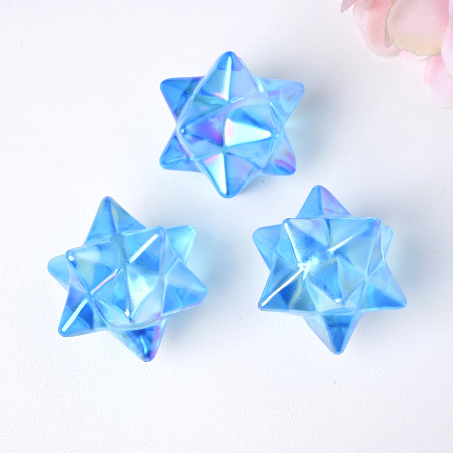 High-Quality Aura Ice-Blue Smelting Star, Artificial Crystal Merkaba Star, Home Decor, Perfect Gift for Crystal Collectors