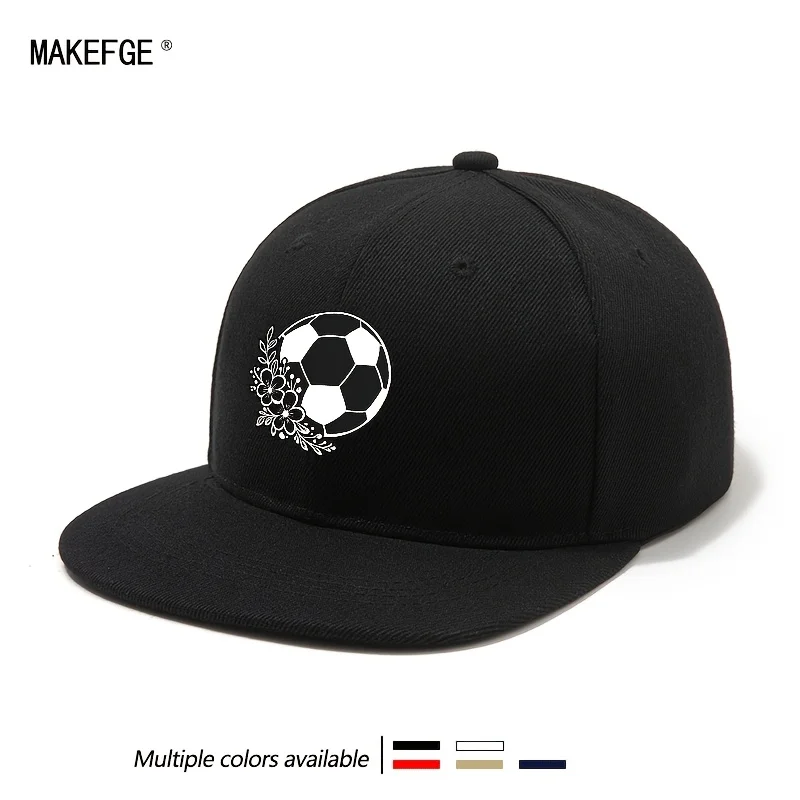 Flat-brim Hat Featuring Floral, Soccer, and Hip-hop Prints Lightweight Outdoor Baseball Cap