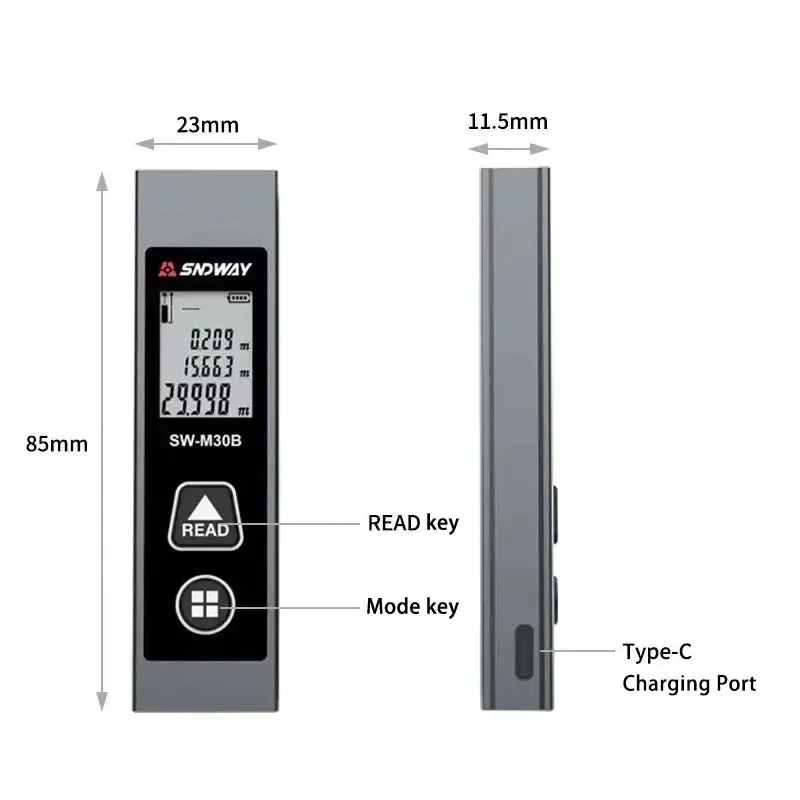 SNDWAY 30M Laser Distance Meter Digital Rangefinder Rangefinder Laser Tape Measure Measuring Tool Device Ruler Test Range Finder