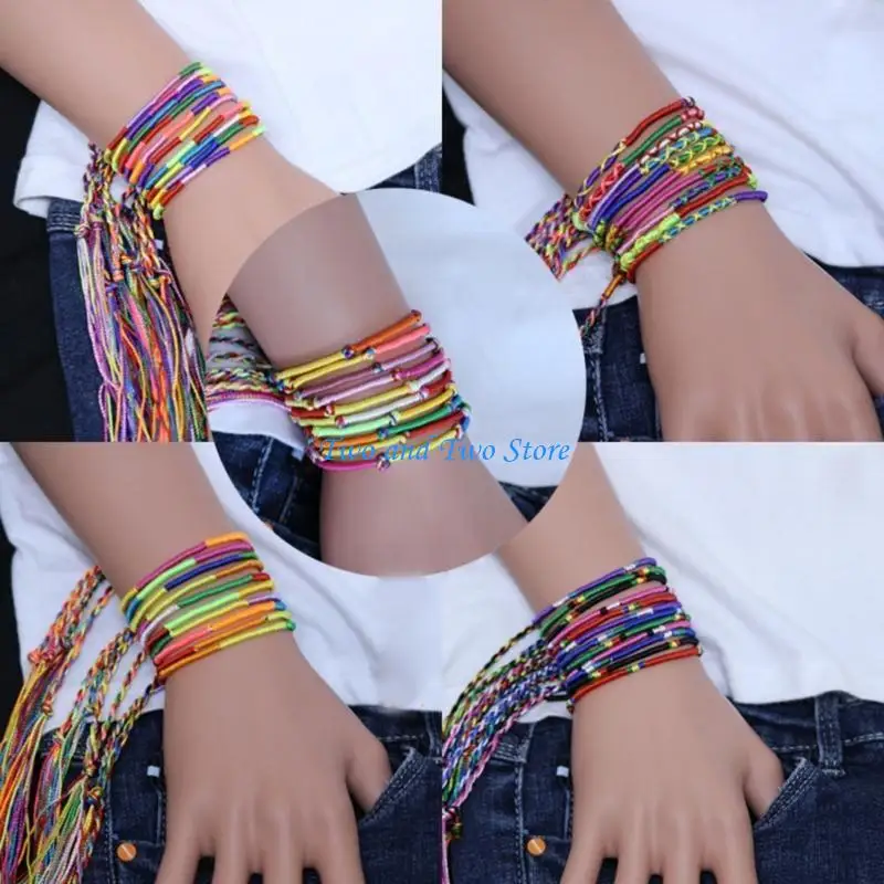 

HX6F Women Girls Jewelry Gift DIY Hand-Making Cotton Rope Bracelets Random Color