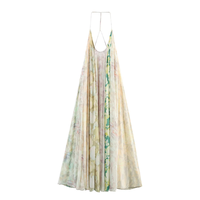 BM&MD&ZA2025flower print patchwork holiday style backless loose sling long dress summer new women's clothing