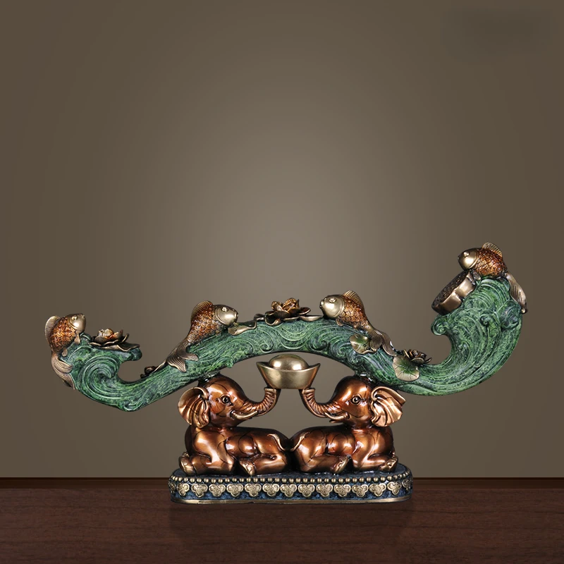 Pure copper wishful ornaments lucky elephant home living room TV cabinet housewarming decorations Feng Shui decoration