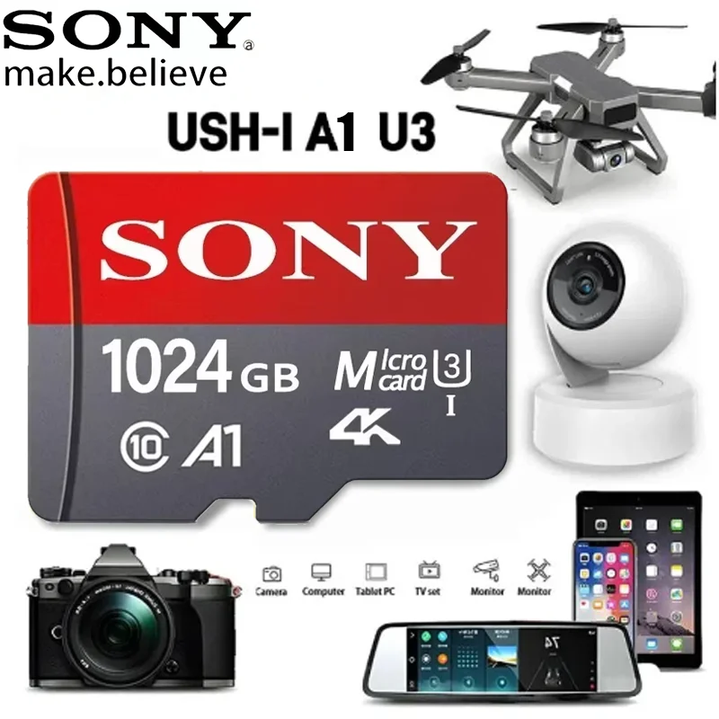 

SONY Mini Memory Class 10 Micro SD Card High Speed 1TB 4K Ultra-HD Video A2 TF Flash Card MicroSD for Xiaomi Camera Phone Drone