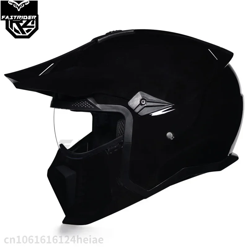 Casco de Motocross Retro Orz, casco combinado de guerrero negro, casco completo de motocicleta Para hombre y mujer, Cascos Para Moto