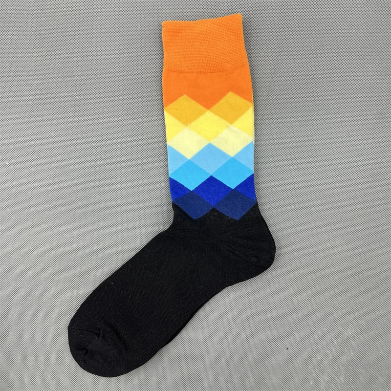 1Pair Men Socks Casual Gentleman Funny High Quality Color Puzzle Socks Business Party Dress Happy Cotton Socks For Men Gift Sock