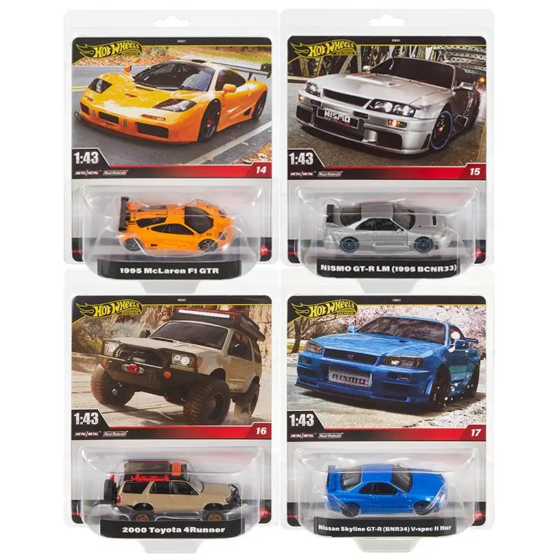 Hot Wheels Cars Nissan Skyline GT-R (BNR34) V-Spec II Nur Nismo GT-R LM 1/43 Metal Die-cast Model Collection Toy Vehicles