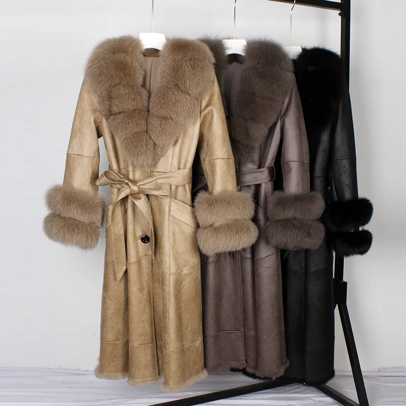 Autumn and Winter New Haining Fur Coat Large Fur Collar Joint Rabbit Fur and Fur Integrated Coat Girl