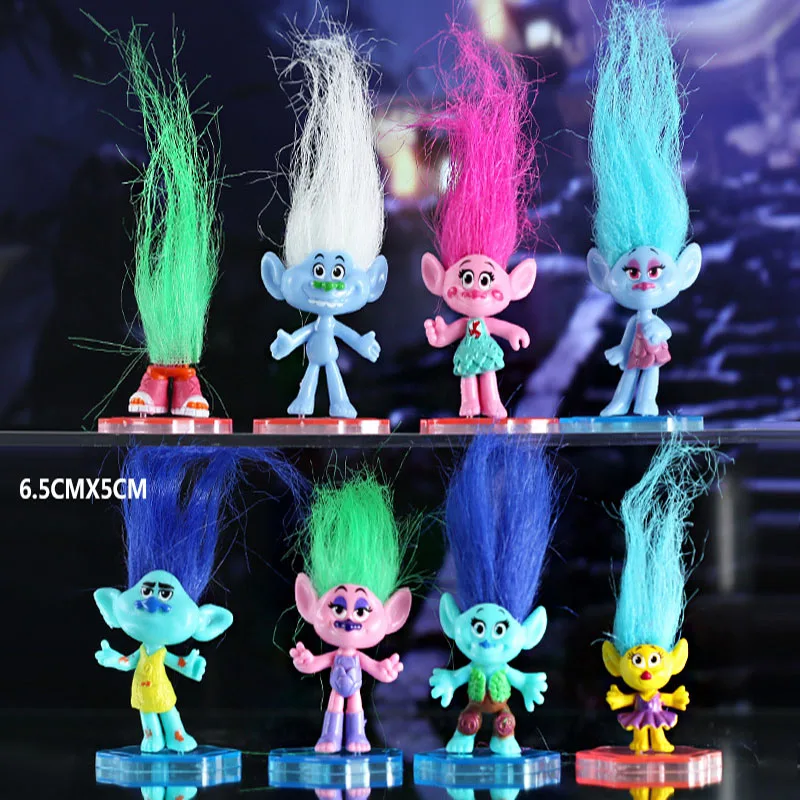 8 Buah/Set 8 Troll Anime Jimat Anak-anak Mainan Figur Aksi PVC Boneka Koleksi Model Karakter Kartun Hadiah Ulang Tahun Teman Anak-anak
