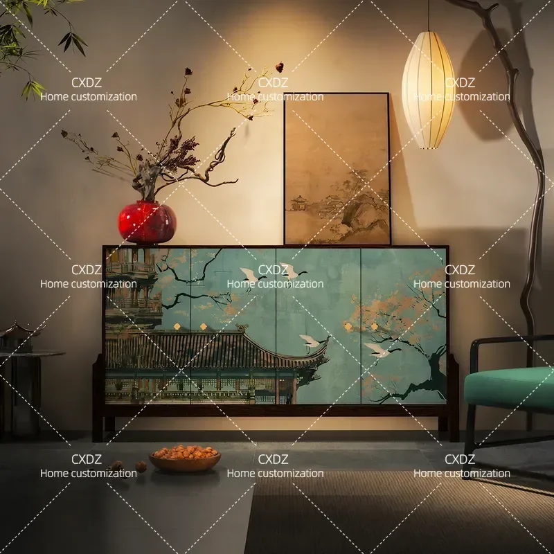 Song-style aesthetic entrance partition cabinet Chinese-style living room tea room retro locker dining side cabinet