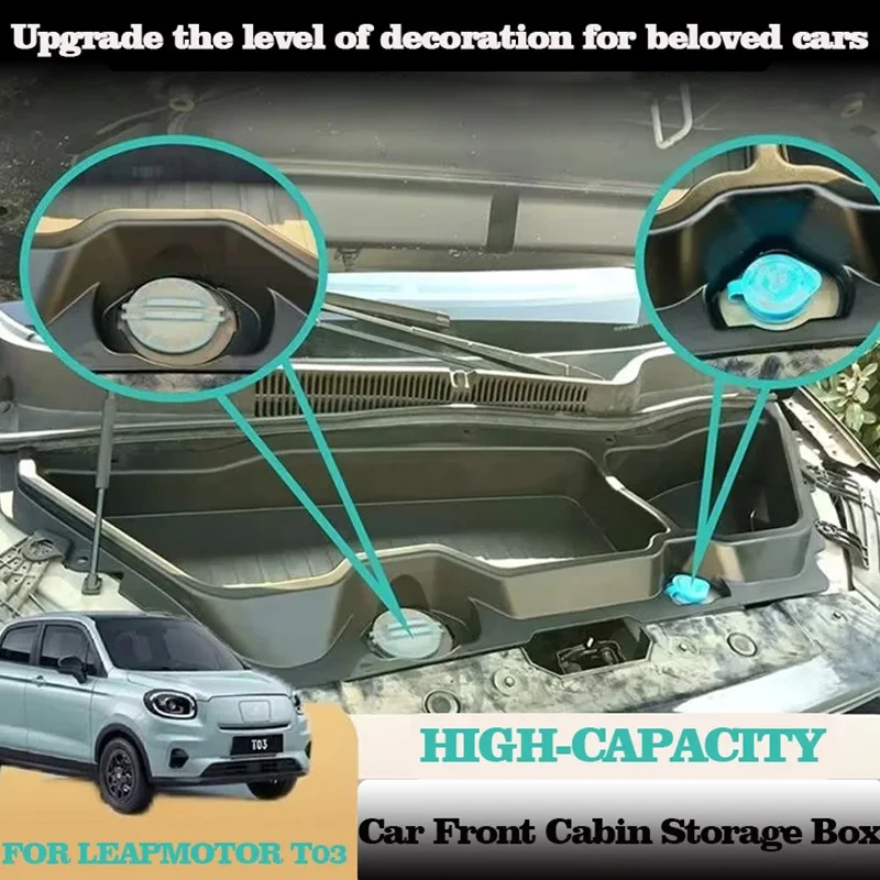 Auto Kabine Trunk Organizer Box Für Leapmotor T03 2023 2024 2025-IN Vordere Große Kapazität Motorhaube Stamm Lagerung box Teile – Detail 6