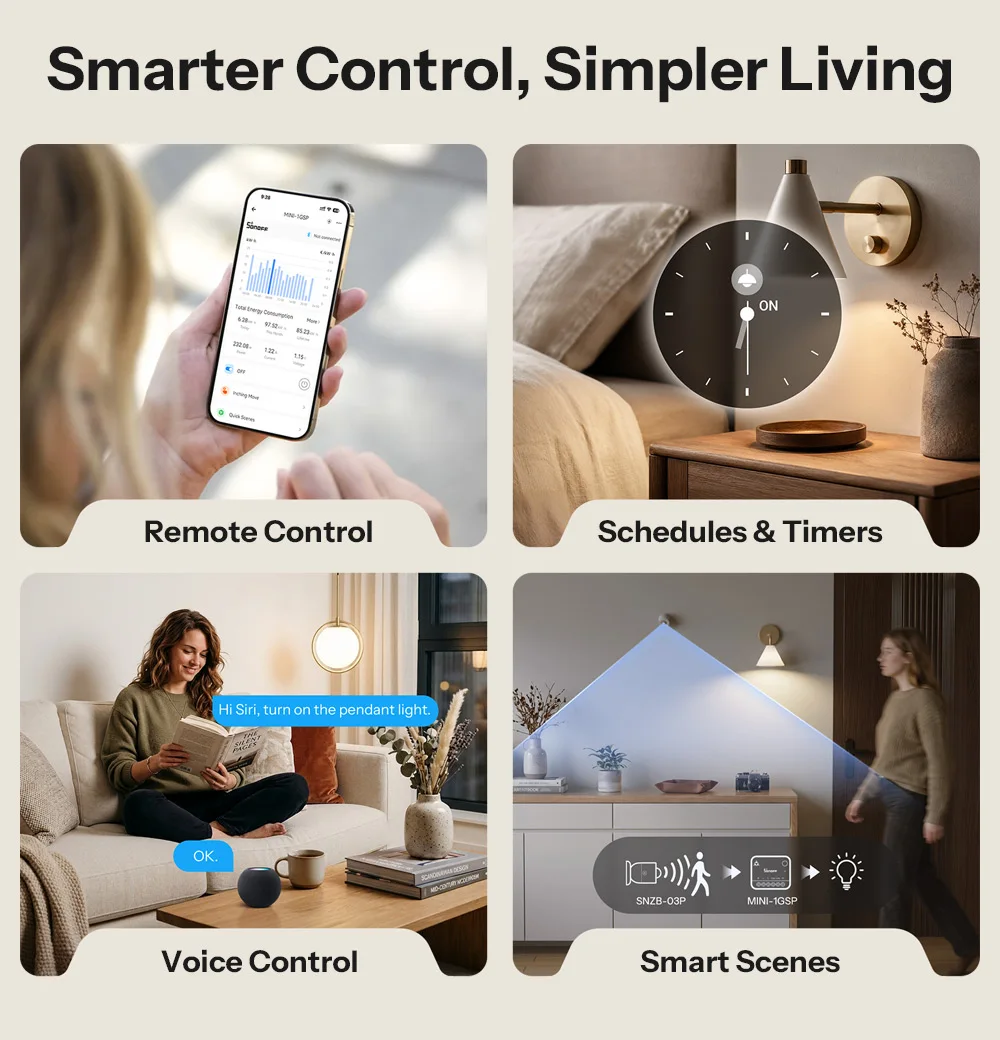 SONOFF MINI-1GSP MINI ONE PM Matter-Over-WiFi-Smart-Schalter, Überlastschutz 16A, Intelligente Energiemonitoring, Matter-Kompatibilität, Apple Home – Detail 12