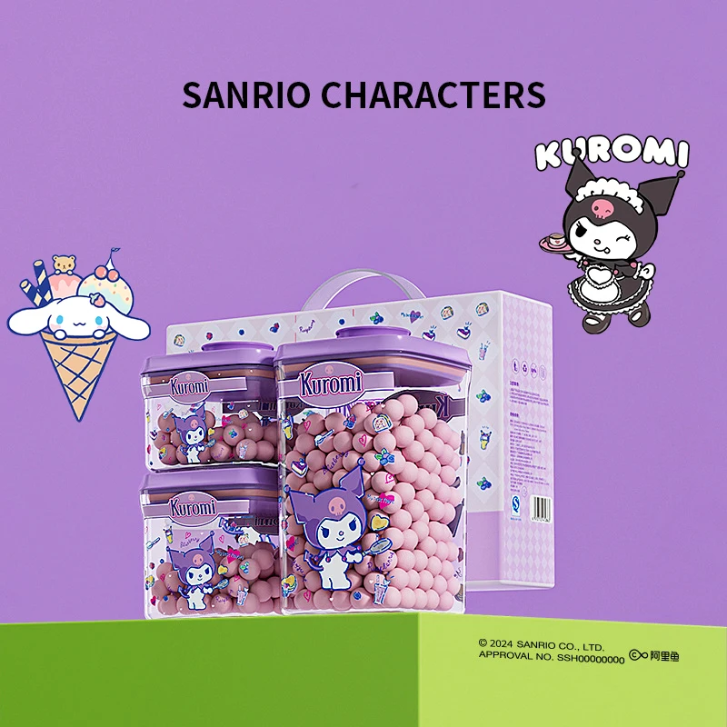 

3Pcs Kawaii Sanrio Sealed Jar Hello Kitty Kuromi Cartoon Cute Kitchen Chili Candy Jarlarge Capacity Storage Box Toys Girl