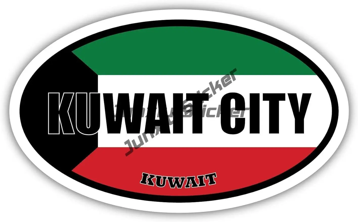 Kuwait City Kuwait Flag Oval Decal Vinyl Bumper Sticker for Windows, Cars, Trucks, Tool Boxes, laptops, MacBook Car Styling