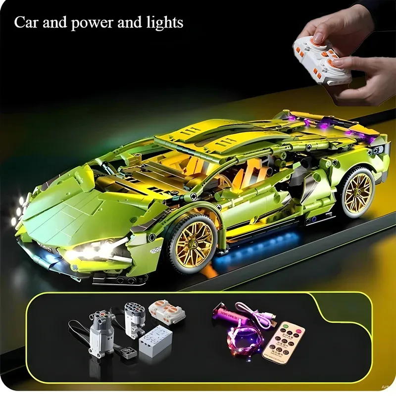 

DIY 1:14 Building block sports car RC Remote Control car toy Birthday gift Christmas, gifts