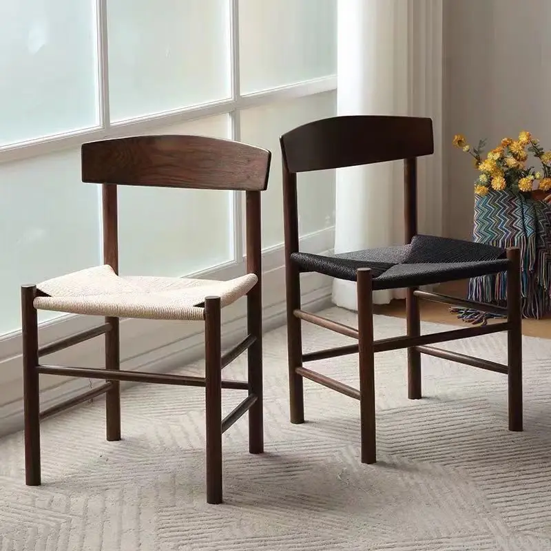 

Nordic Space-Saver Dining Chair Designer Solid Wood Vintage Stool Minimalist Modern Seat for Small Kitchen &Café Home Furniture