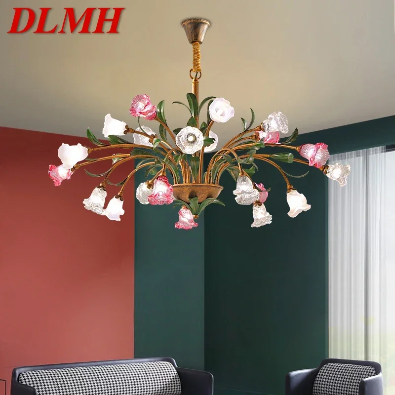 

DLMH American Pastoral PendantLamp French LED Creativity Flower Living Room Dining Room Bedroom Home Decoration Chandelier