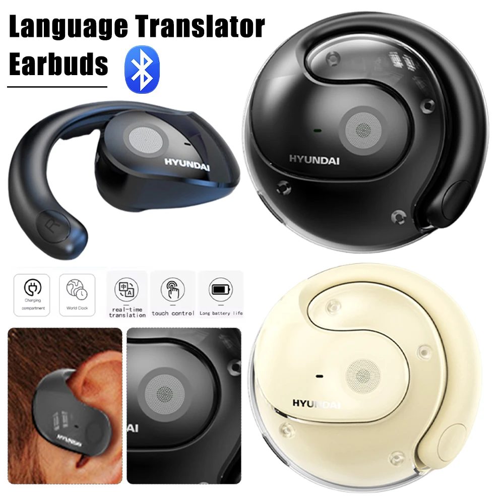 HY-T26Pro Real-Time Language Translator Headphones Bluetooth 5.4/5.0 Simultaneous Interpretation Earphone OWS Open Ear Earbuds