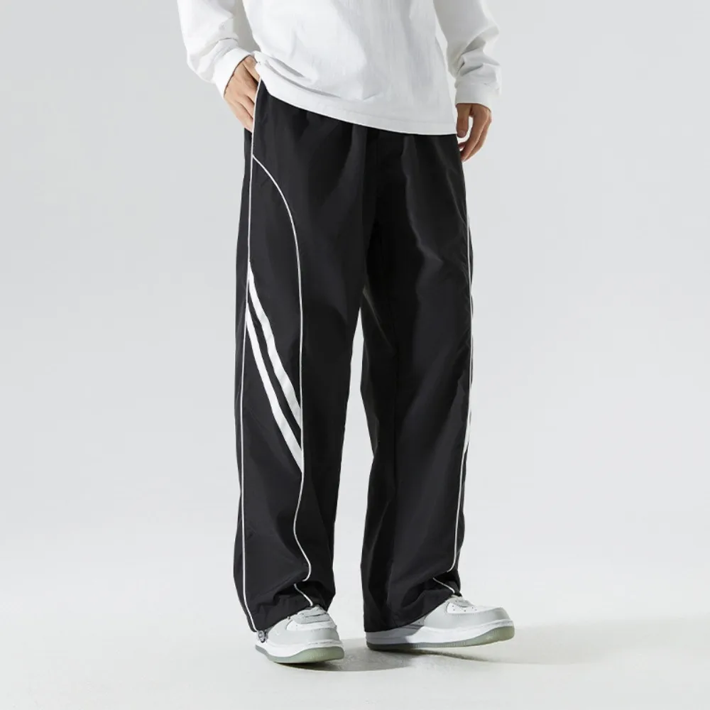 

Men Women Summer New Loose Drapey Drawstring Straight Casual Versatile Long Trousers American Retro Wide Leg Sports Pants
