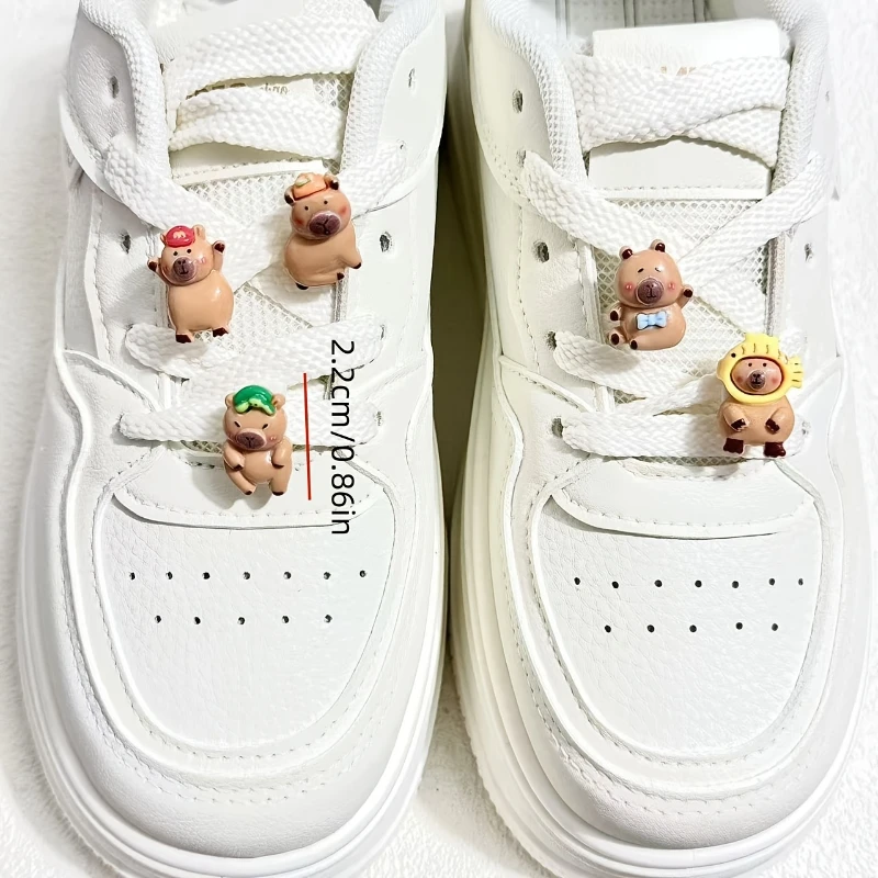5pcs Adorable Cartoon Capybara & Capuchin Monkey Shoe Charms  ABS Animal Texture DIY Decoration Accessories for Sneakers