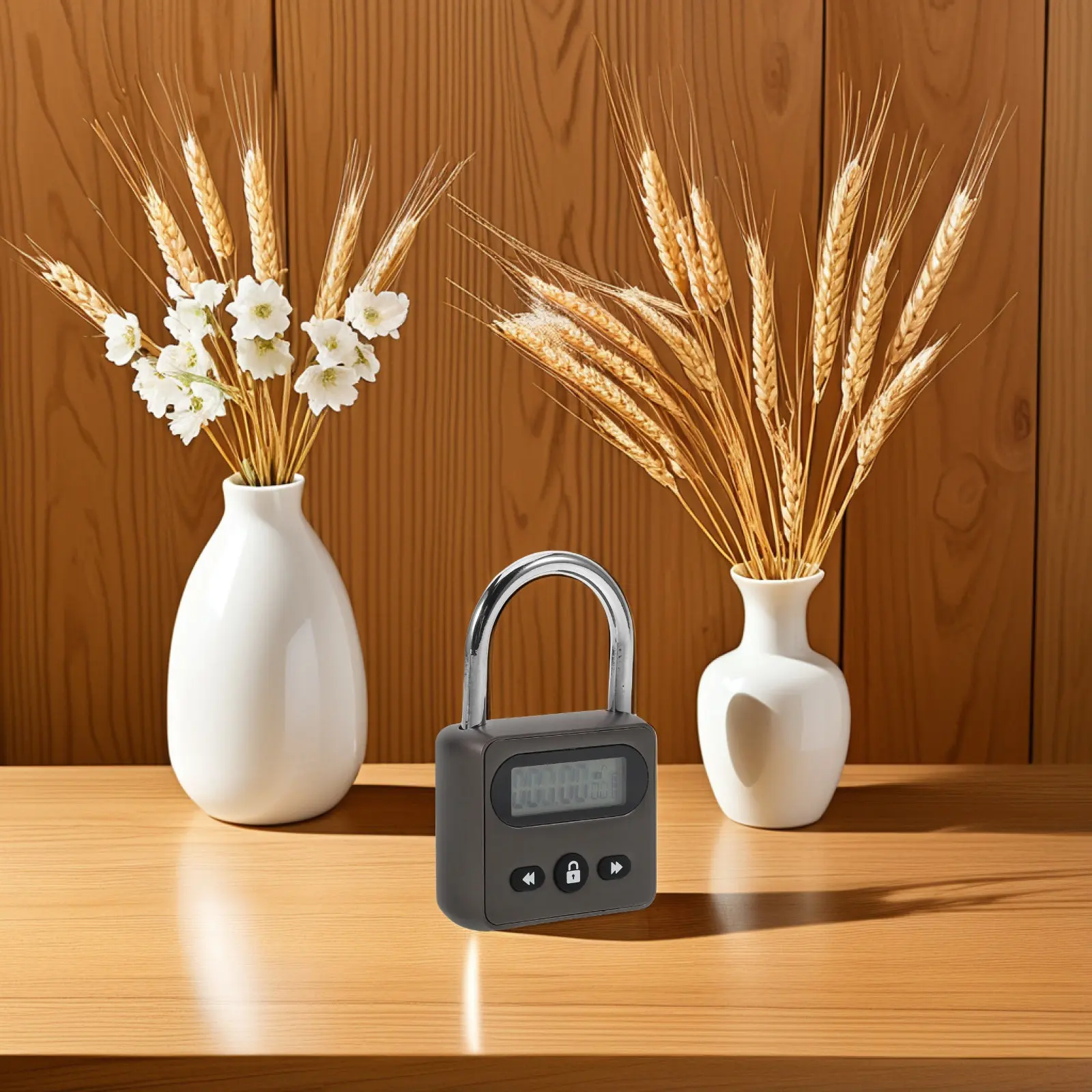 Metal Timer Lock Electronic Time Padlock USB Rechargeable Zinc Alloy with LCD Display for Exam Study Focus Anti
