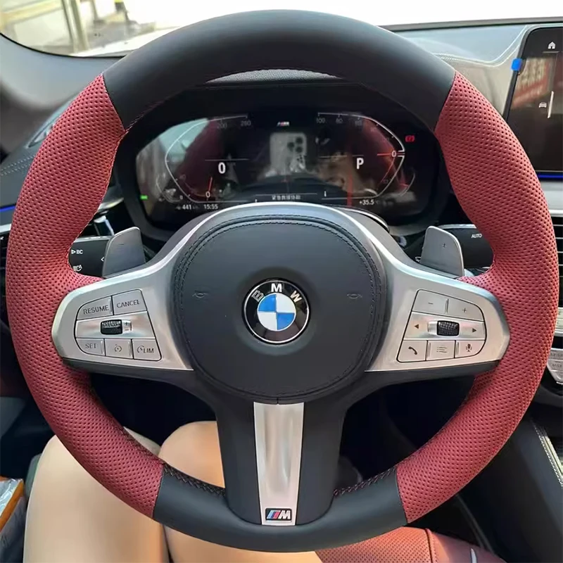 

For BMW IX3 X3 X4 X5 X6 7 series 5 Series 530 Steering Wheel Cover Genuine Leather Hand-stitched Custom Car Steering Wheel Braid