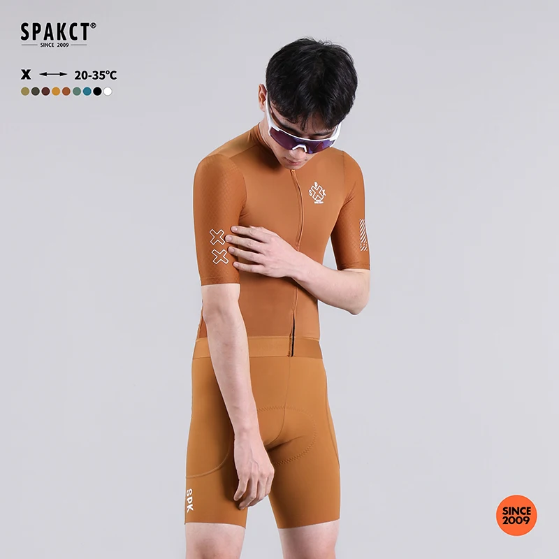 

SPAKCT X- Earth Tone Quick Dry High Elastic Men's Short Sleeve Cycling Jersey for Road Bike