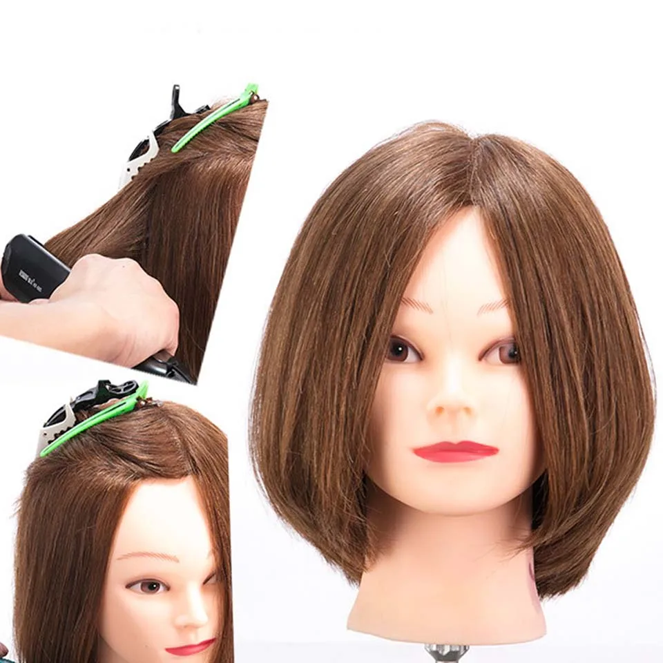 100% Human Hair Wig Mannequin Head With Hair for Braiding Cutting Practice  Training Mannequin Dummy Heads for Hairdresser Salon