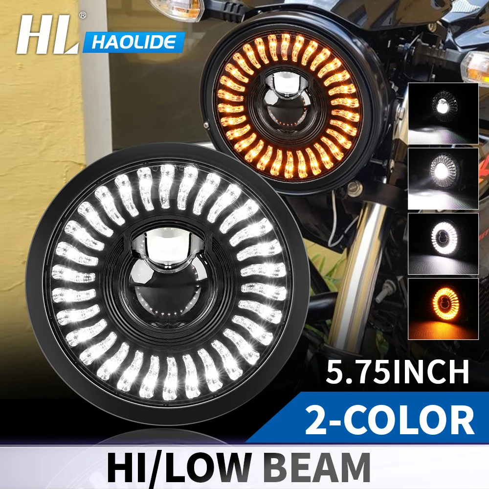 HALIDE 5.75/7 Inch LED Headlight Round Projector Len Headlight 180W High Power H4 for JK Harley 4x4 DRL off-road use 9-32V