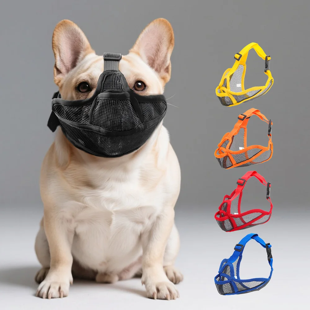 Focinho para cachorro com focos curtos, buldogues, respirável, anti-mordida, caminhada, bebida, boca curta, capa para focinho de cachorro, produtos para animais de estimação, shar pei