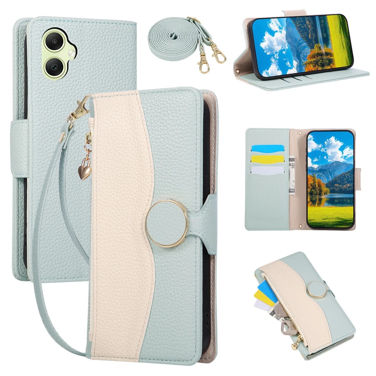 Crossbody محفظة جلدية بطاقات حامل جراب هاتف لسامسونج A17 A07 A36 A56 A06 A05 A26 A35 A55 A25 A34 A54 A25 A14 A52 A72