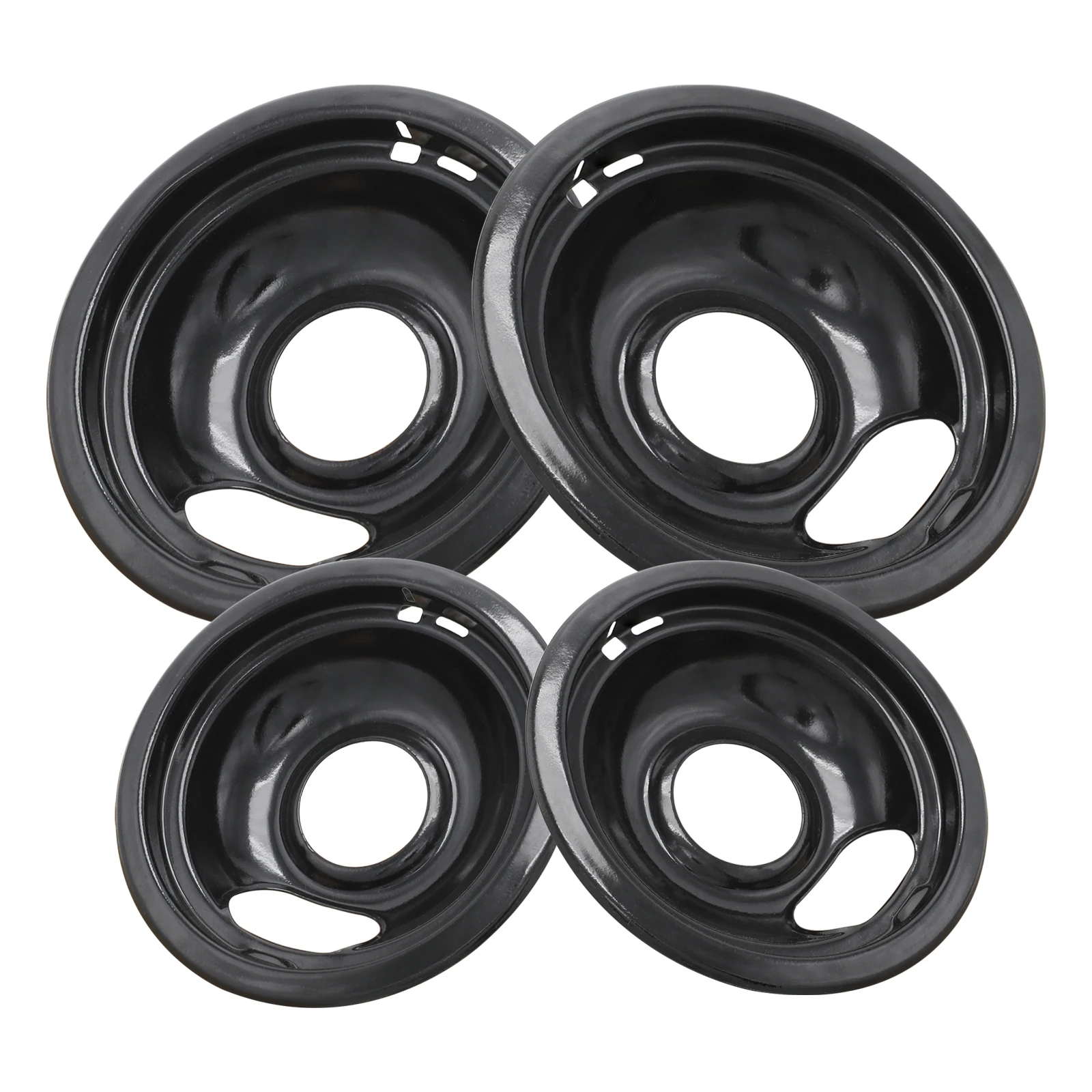 

4 Pack Black Drip Pans, Compatible with Whirpool Kenmore Frigirate Stove Top Drip Bowls. Include 2 Pcs 6'' Range Replacement Dri