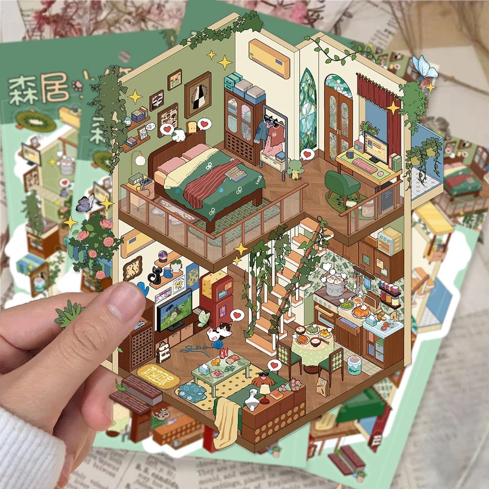 Big page! Senju Xiaozhu Miniature World Landscape Creation Family Interactive Puzzle Fun Handmade DIY Stickers