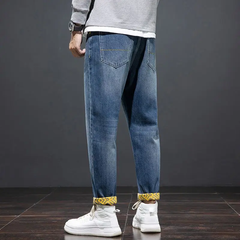 2023 Spring New Light Luxury Fashion Jeans Men Pants Korean Version Loose Comfortable Casual Pants Boutique Clothing SimpleStyle