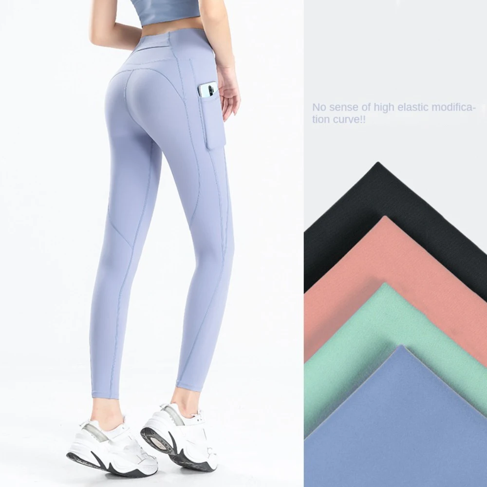 

Quick Drying Lifting Yoga Pants with Pocket Pocket Leggings High Waist Pocket Yoga Pants Clothing Solid Color