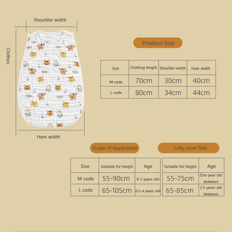 Newborn Baby Split Leg Pure Cotton Gauze Baby Kick Resistant Quilt Cotton Gauze CHILDREN\'S Vest Sleeping Bag