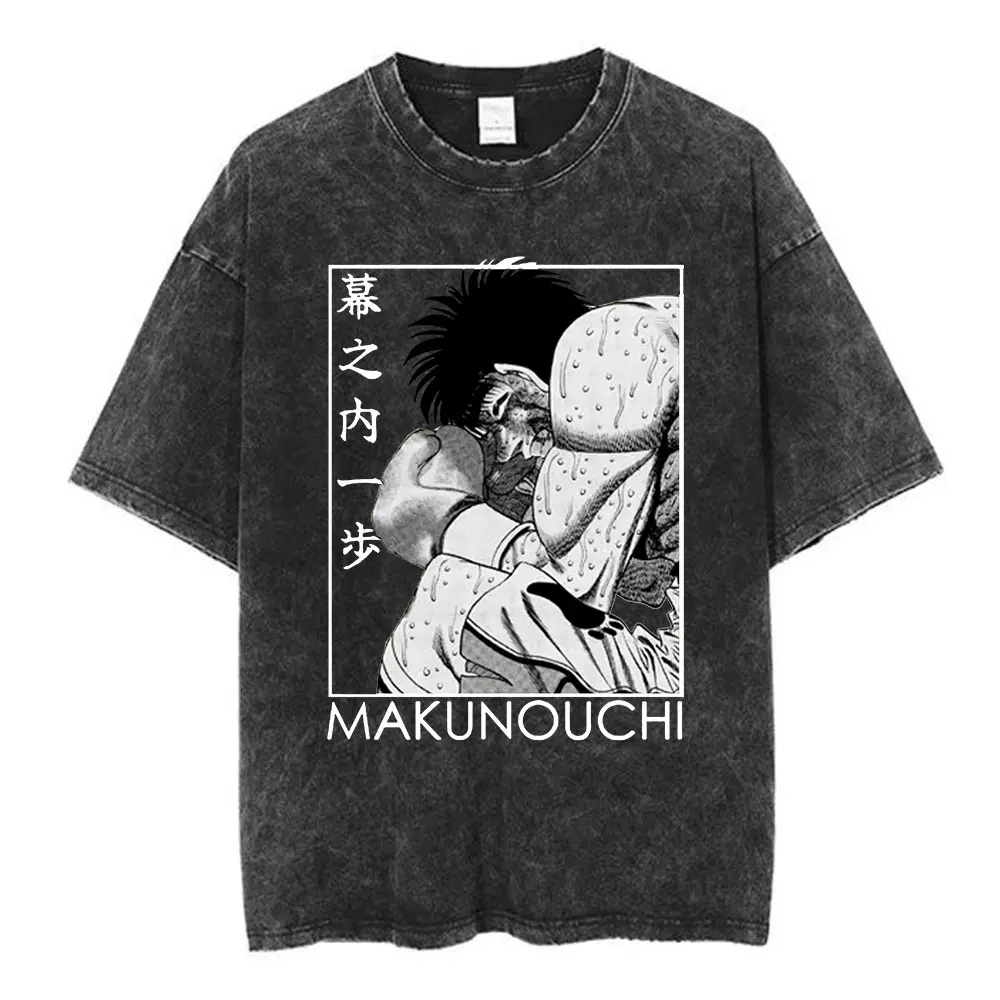 camiseta-estampada-anime-ippo-makunouchi-manga-algodao-lavado-retro-oversized-unissex-verao-moda-harajuku-casual-nova