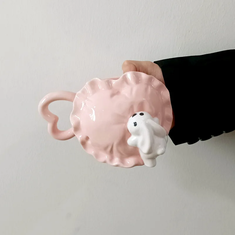 YFY ceramic mug three-dimensional cute girl heart water cup couple coffee cup