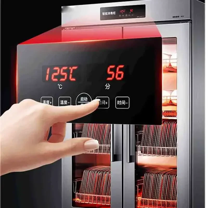 خزانة التطهير التجارية المنزلية الكهربائية 535L، خزانة، تجفيف دوران الهواء الساخن، باب مزدوج عمودي، درجة حرارة عالية #4