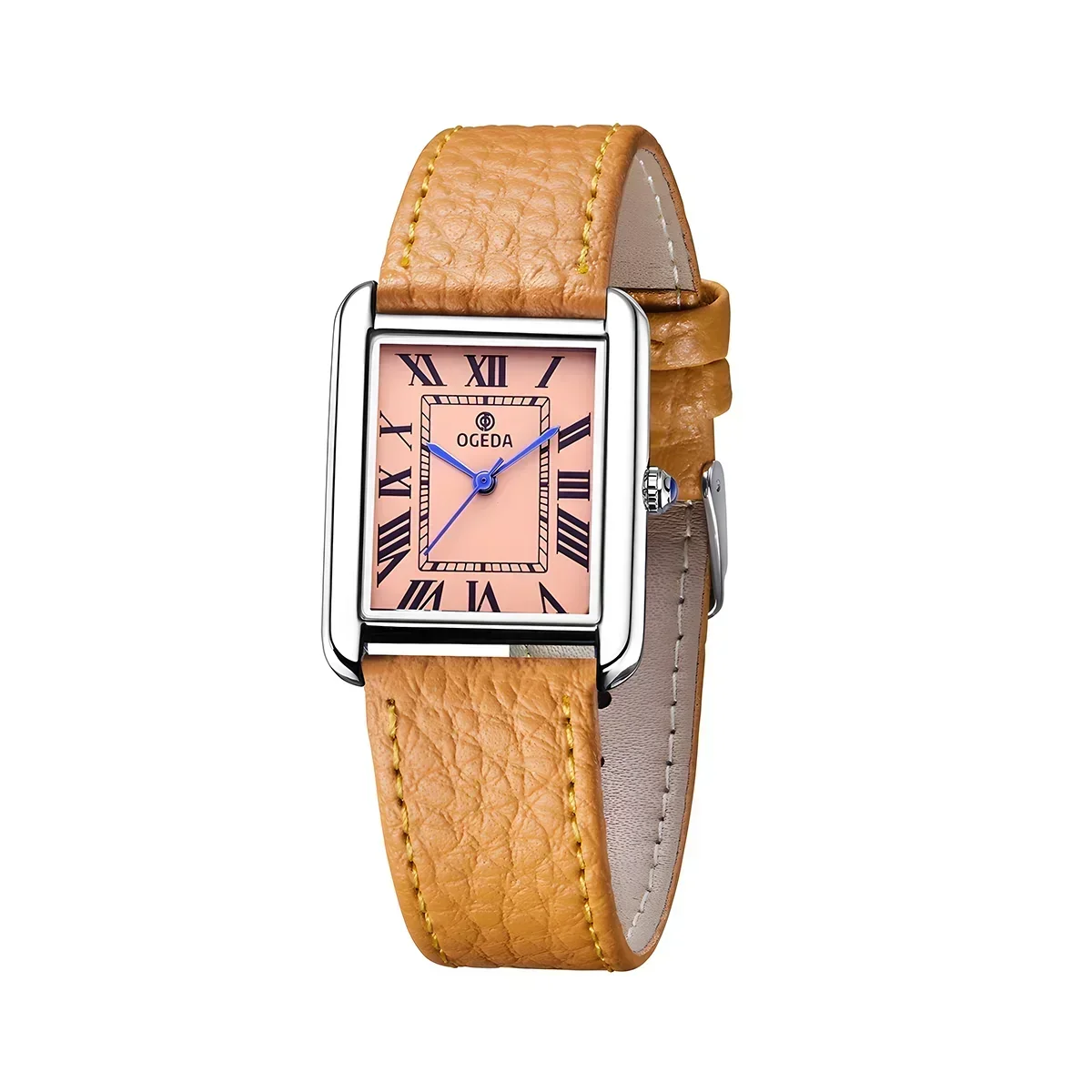 Ogeda 2025 New Square Men\'s Quartz Watch Mineral Glass Alloy Case Leather Strap Sports Waterproof 3Bar Reloj Hombre Watch