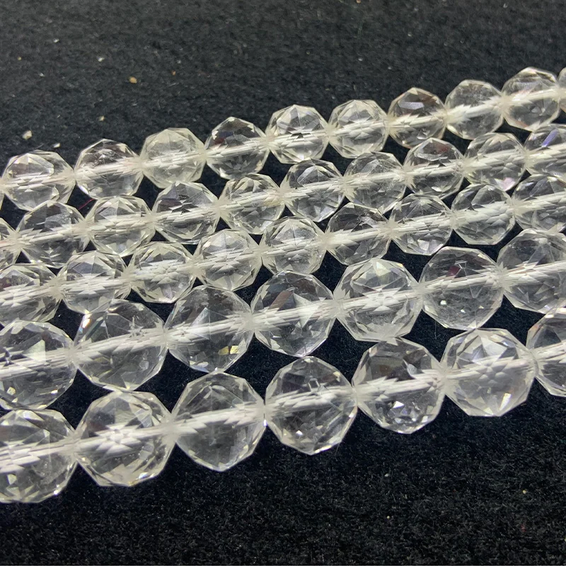 

8-10mm Natural White Rock Quartz Beads 15'' Triangle Faceted Loose Beads For Jewelry Making Women Beads Bracelet Necklace Gift