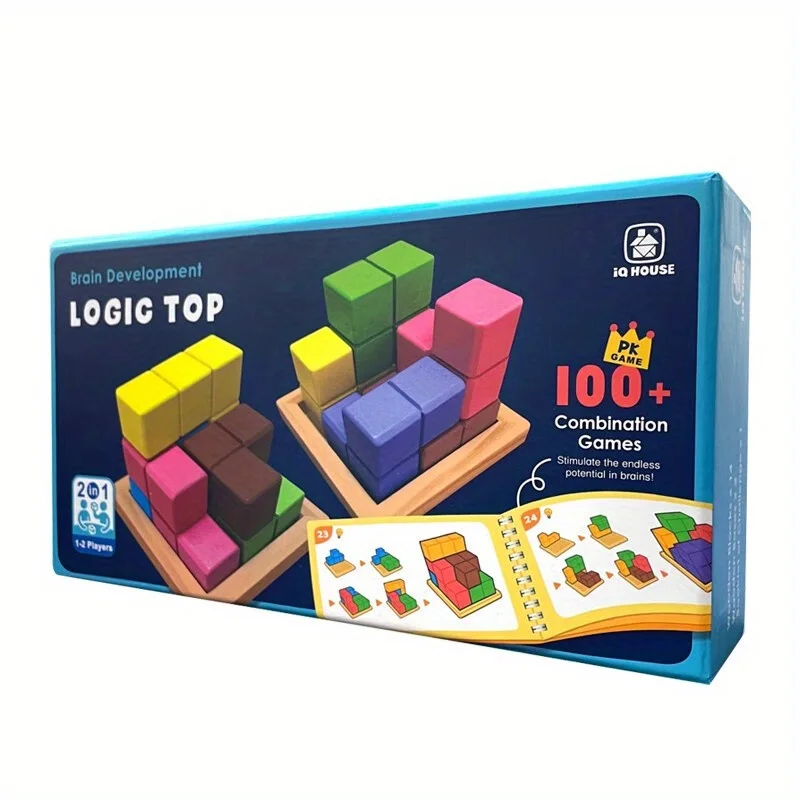 

Educational Wooden Building Blocks & Logic Puzzle - STEM Learning Toys for Kids, Parent-Child Bonding Brain Training Family Game